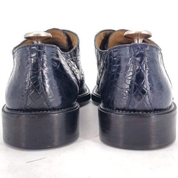 Vintage R. Martegani Italian Exotic Alligator Men size 15M Navy Blue Dress Shoes - Picture 8 of 11